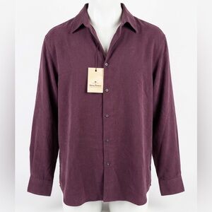 NWT Tommy Bahama 100% Silk Button Down Casual Plum Shirt - Size Large